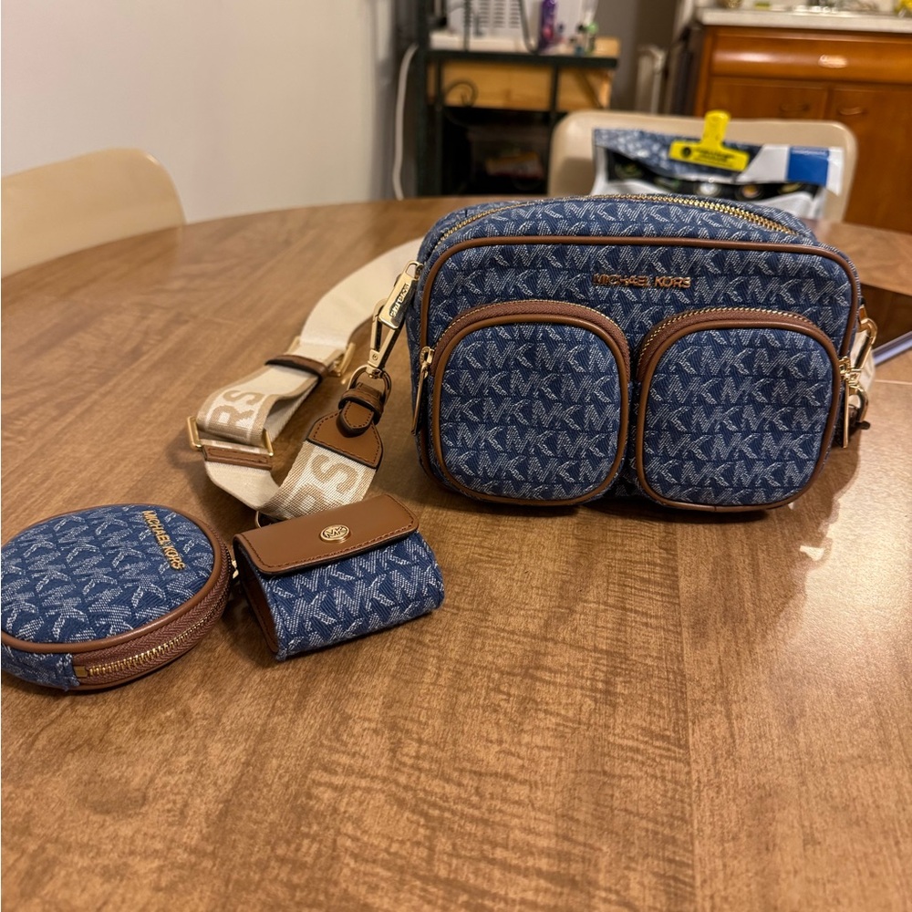 Michael Kors denim crossbody purse